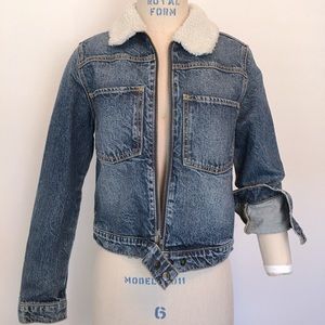 NEW Joe’s Sherpa Collar Denim Jacket zip front S
